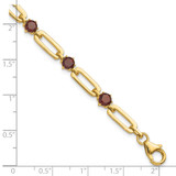 Sterling Silver Gold-tone 5mm 4.05GA Garnet Paperclip Chain Bracelet