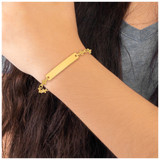 Sterling Silver Gold-tone 6.25 inch Cross Children's ID Bracelet