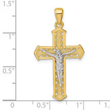 Sterling Silver Gold-tone and Rhodium-plated Polished Crucifix Cross Pendant - QC-2397DDB4-5062