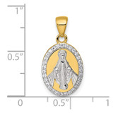 Sterling Silver Gold-tone and Rhodium-plated Polished Miraculous Medal Pendant - QC-CC710626-8408