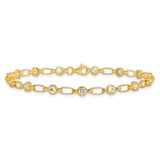 Sterling Silver Gold-tone Bezel CZ 7.5in  Bracelet