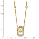 Sterling Silver Gold-tone CZ and Champagne Enamel Rectangle 16 inch with 1.5 inch Extension Necklace