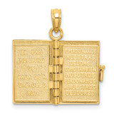 14K 3-D Moveable Santa Biblia Book/Spanish Bible Charm