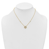 Sterling Silver Gold-tone CZ and Champagne Enamel Square 16 inch with 1.5 inch Extension Necklace