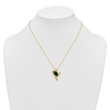 Sterling Silver Gold-tone CZ and Lab Created Malachite Frog 18 inch Necklace