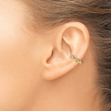 Sterling Silver Gold-tone CZ Chain Link Design Pair of 2 Cuff Earrings