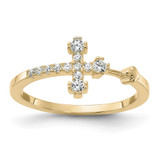 Sterling Silver Gold-tone CZ Cross Ring - QR-97D07A6A-4158