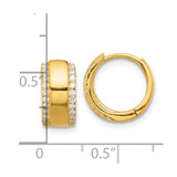 Sterling Silver Gold-tone CZ Edged 6.25mm Hinged Hoop Earrings