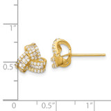 Sterling Silver Gold-tone CZ Love Knot Post Earrings
