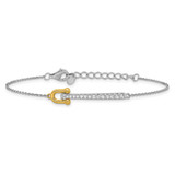 Sterling Silver Gold-tone CZ Polished 6.5 inch with 1 inch Extension Bracelet