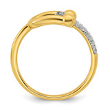 Sterling Silver Gold-tone CZ Polished And Textured Fancy Size 6 Ring