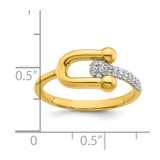 Sterling Silver Gold-tone CZ Polished And Textured Fancy Size 8 Ring