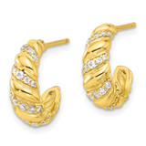 Sterling Silver Gold-tone CZ Post Hoop Earrings - QE-6CD7BFDA-4593