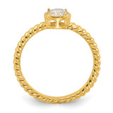 Sterling Silver Gold-tone CZ Twisted Ring - QR-22B7C788-2787