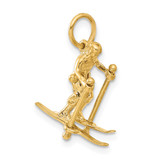 14K 3D Moveable Snow Skier Charm