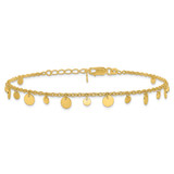 Sterling Silver Gold-tone Dangling Circle 9in Plus 1 in ext Anklet