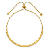 Sterling Silver Gold-tone Diamond-cut Bar Adjustable Bracelet