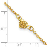 Sterling Silver Gold-tone Flower Charm 9in Anklet