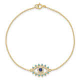 Sterling Silver Gold-tone Glass and Glass Crystal Evil Eye Bracelet