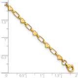 Sterling Silver Gold-tone Heart Link 10in Anklet