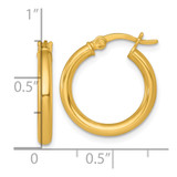 Sterling Silver Gold-tone Polished 2.5mm x 18mm Round Tube Hoop Earrings