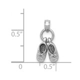 14k 3D Moveable White Gold Baby Shoes Charm - D1-FE9F0D64-9044