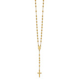Sterling Silver Gold-tone Polished and Beaded Rosary 24 inch Necklace