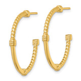 Sterling Silver Gold-tone Polished and Twisted 30.0mm Post C-Hoop Earrings