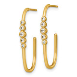 Sterling Silver Gold-tone Polished Bezel Set CZ Post J-Hoop Earrings