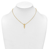 Sterling Silver Gold-tone Polished Cross Dangle Paperclip Link 16 Inch with 2 Inch Extension Necklace