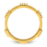 Sterling Silver Gold-tone Polished CZ 3-Row Size 7 Eternity Band Ring