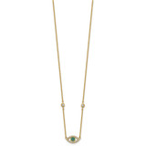 Sterling Silver Gold-tone Polished CZ and Blue and Green Nano Crystal Eye 16 inch with 2 inch Extension Necklace