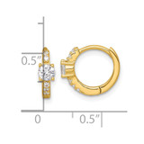 Sterling Silver Gold-tone Polished CZ Round Hinged Hoop Earrings