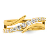 Sterling Silver Gold-tone Polished Fancy CZ Size 7 Bypass Ring