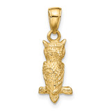 14K 3-D Owl Pendant