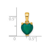 Sterling Silver Gold-tone Polished Green Chalcedony Heart Pendant