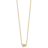 Sterling Silver Gold-tone Polished Heart and Rectangle with Round and Baguette CZ 16 Inch with 2 Inch Extension Necklace