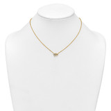 Sterling Silver Gold-tone Polished Heart and Rectangle with Round and Baguette CZ 16 Inch with 2 Inch Extension Necklace
