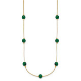 Sterling Silver Gold-Tone Polished Lab Created Malachite 16 Inch with 2 Inch Extension Necklace