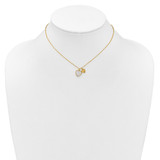 Sterling Silver Gold-tone Polished Mother of Pearl and CZ Hearts 14 Inch with 3 Inch Extension Children's Necklace