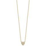 Sterling Silver Gold-tone Polished Pave CZ Heart 16 Inch with 2 Inch Extension Necklace