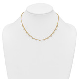 Sterling Silver Gold-tone Polished Pave CZ Hearts 16 Inch with 2 Inch Extension Necklace