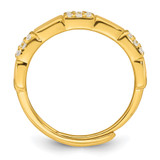 Sterling Silver Gold-tone Polished Pave CZ Squares Size 6 Adjustable Ring