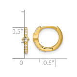 Sterling Silver Gold-tone Polished Round and Square CZ Round Hinged Hoop Earrings