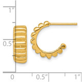 Sterling Silver Gold-tone Polished Scalloped C-Hoop Post Earrings