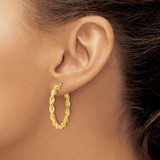 Sterling Silver Gold-tone Polished Twisted Textured Hoop Earrings