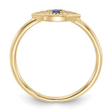 Sterling Silver Gold-tone Synthetic Blue Spinel CZ Evil Eye Ring - QR-79B08A50-4588