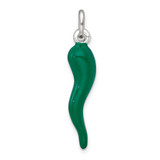 Sterling Silver Green Enamel Italian Horn Pendant - QC-18C5C539-6411