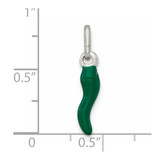 Sterling Silver Green Enamel Italian Horn Pendant - QC-48071AE1-6275