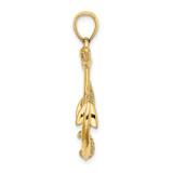 14K 3-D Polished and Textured Anchor w/Rope Charm